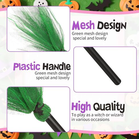 2 حزم هالوين السحرة المكنسة و Witch Wands Star ، Fairy Princess Wand Broomstick Cosplay Props for Masquerade Dress Up Party Favors (Pink and Green) in Kuwait