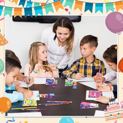 168 Pcs Birthday Classroom Gifts for Students Kids Birthday Return Gifts from Teacher Pencils Notebooks Bracelets Badge Stickers Bookmarks Erasers for Class Reward School Prize Party Favor in Saudi Arabia