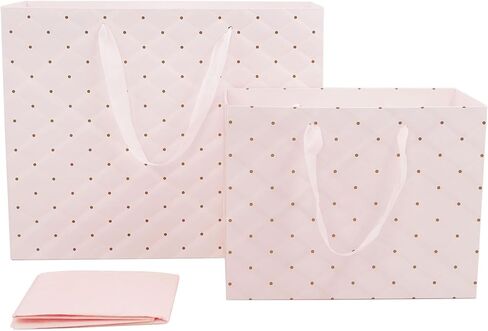 حقائب الهدايا الوردية مع ورق الأنسجة ومقابض ، و 13 "ومتوسطة 9 '" حقيبة هدايا للورق للبنات الزفاف عيد ميلاد عيد ميلاد عيد ميلاد عيد ميلاد in Kuwait