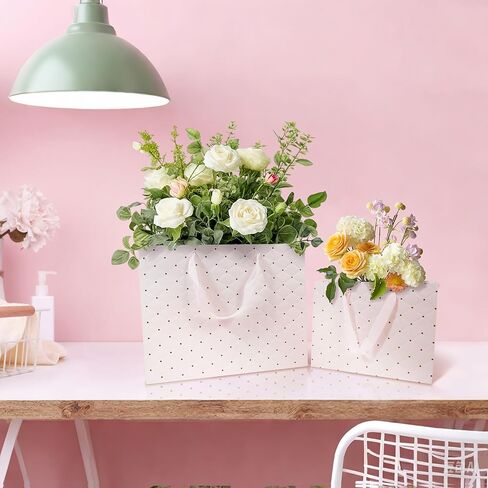 حقائب الهدايا الوردية مع ورق الأنسجة ومقابض ، و 13 "ومتوسطة 9 '" حقيبة هدايا للورق للبنات الزفاف عيد ميلاد عيد ميلاد عيد ميلاد عيد ميلاد in Kuwait