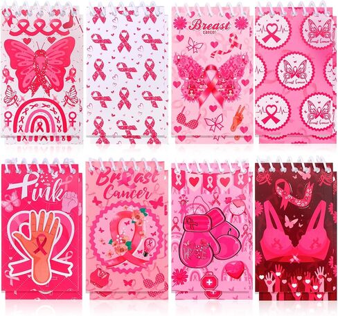 HOWAF 16pcs Breast Cancer Awareness Gifts Set, Pink Ribbon Notebooks for Women Gift Supplies, Cancer Survivor Inspirational Mini Journal Notebooks Hope Strength Faith Courage Charity Event Gift in Saudi Arabia