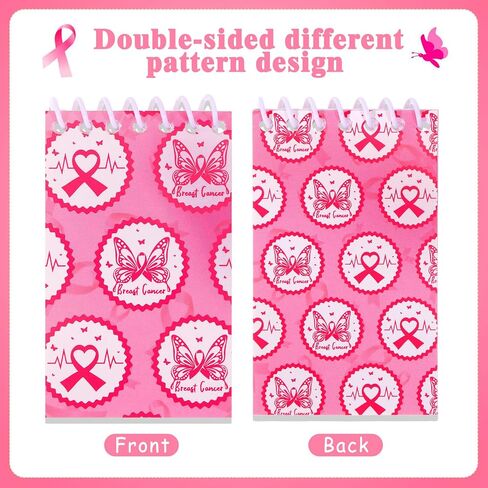 HOWAF 16pcs Breast Cancer Awareness Gifts Set, Pink Ribbon Notebooks for Women Gift Supplies, Cancer Survivor Inspirational Mini Journal Notebooks Hope Strength Faith Courage Charity Event Gift in Saudi Arabia