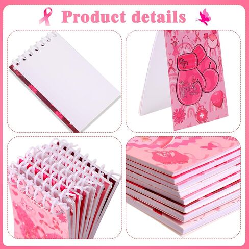 HOWAF 16pcs Breast Cancer Awareness Gifts Set, Pink Ribbon Notebooks for Women Gift Supplies, Cancer Survivor Inspirational Mini Journal Notebooks Hope Strength Faith Courage Charity Event Gift in Saudi Arabia