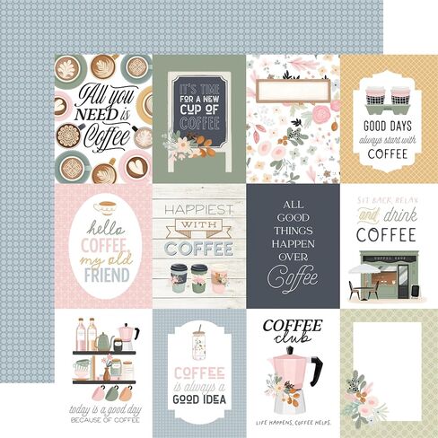 Echo Park Paper Coffee Shop: 3x4 Journaling Cards 12x12 Patterned Paper, Various in Saudi Arabia