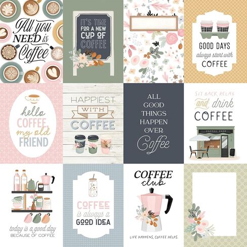 Echo Park Paper Coffee Shop: 3x4 Journaling Cards 12x12 Patterned Paper, Various in Saudi Arabia