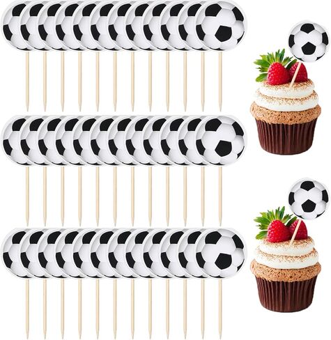 36pcs كرة كرة القدم كب كيك أعلى القبعات كرة القدم كب كيك أعلى من سهولة تثبيت كعكة كرة القدم توببر سبورت رياضي كب كيك لكرات رياضية موضوع كرة القدم أطفال عيد ميلاد ديكورات حفلة عيد ميلاد in Saudi Arabia