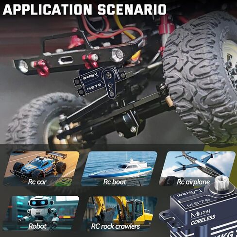 Miuzei 11kg Servo Motor Torque High Torque Micro Gear مع Mount and Servo Horn for Trx4M ، SCX24 ، 1/18 ، 1/24 RC Crawler Upgrade Parts (Black) in Kuwait