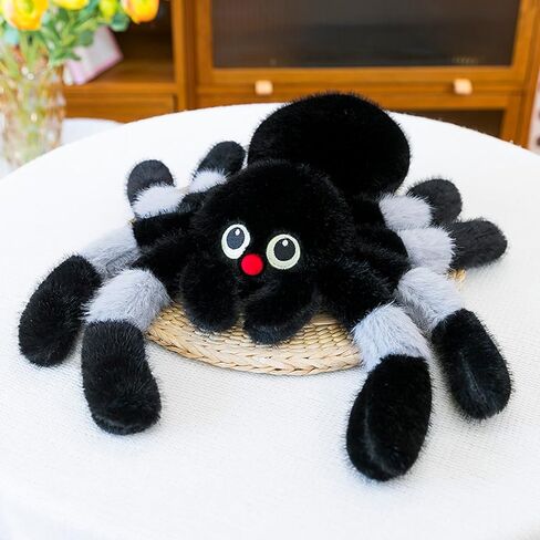 Soft Jumping Spider Plush Toy 11.8'' Spider Stuffed Animal Cute Spiders Plushie Pillow Doll Gift - Adorable Spiders Stuffy for Girls Kids Boys and Adults-Grey in Saudi Arabia