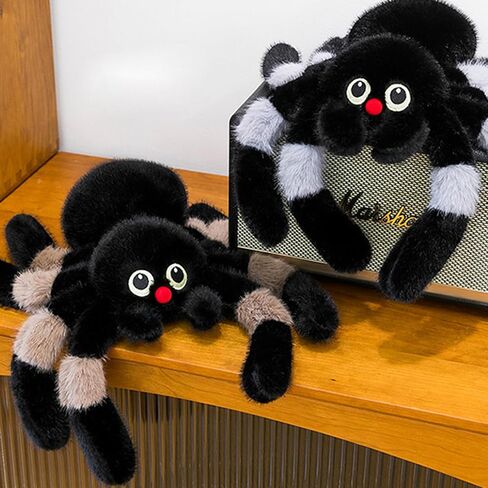Soft Jumping Spider Plush Toy 11.8'' Spider Stuffed Animal Cute Spiders Plushie Pillow Doll Gift - Adorable Spiders Stuffy for Girls Kids Boys and Adults-Grey in Saudi Arabia