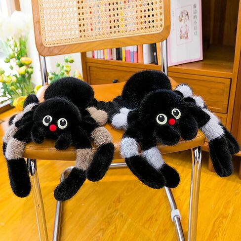 Soft Jumping Spider Plush Toy 11.8'' Spider Stuffed Animal Cute Spiders Plushie Pillow Doll Gift - Adorable Spiders Stuffy for Girls Kids Boys and Adults-Grey in Saudi Arabia