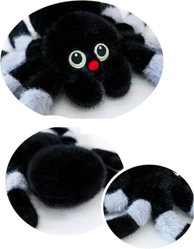 Soft Jumping Spider Plush Toy 11.8'' Spider Stuffed Animal Cute Spiders Plushie Pillow Doll Gift - Adorable Spiders Stuffy for Girls Kids Boys and Adults-Grey in Saudi Arabia