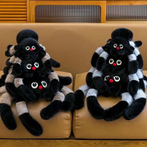 Soft Jumping Spider Plush Toy 11.8'' Spider Stuffed Animal Cute Spiders Plushie Pillow Doll Gift - Adorable Spiders Stuffy for Girls Kids Boys and Adults-Grey in Saudi Arabia