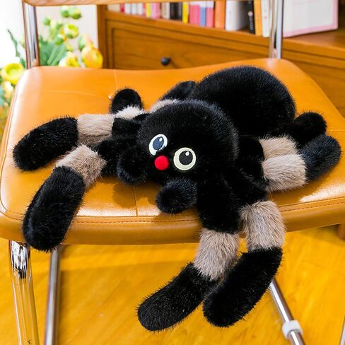Soft Jumping Spider Plush Toy 11.8'' Spider Stuffed Animal Cute Spiders Plushie Pillow Doll Gift - Adorable Spiders Stuffy for Girls Kids Boys and Adults-Grey in Kuwait