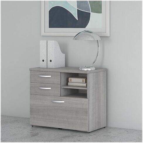 Bush Business Furniture Studio C Office Storage Cabinet with Drawers and Shelves in Natural Elm, Organization for Home or Professional Workspace in Saudi Arabia