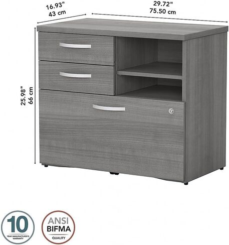Bush Business Furniture Studio C Office Storage Cabinet with Drawers and Shelves in Natural Elm, Organization for Home or Professional Workspace in Saudi Arabia