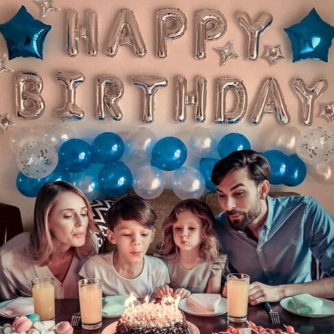 iPartycool 50Pcs Happy Birthday Balloon Decorations, 3D Premium Reusable Aluminum Foil Birthday Banner and Ecofriendly Big Star and Latex Balloons Set for Birthday Party Decorations and Supplies in Saudi Arabia