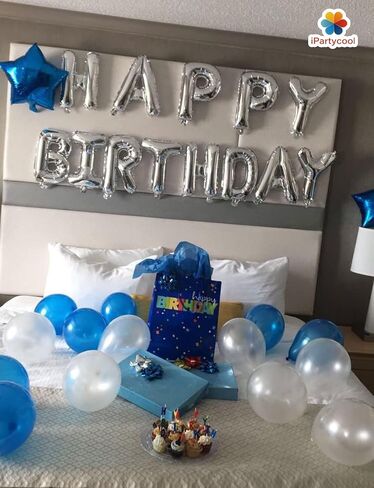 iPartycool 50Pcs Happy Birthday Balloon Decorations, 3D Premium Reusable Aluminum Foil Birthday Banner and Ecofriendly Big Star and Latex Balloons Set for Birthday Party Decorations and Supplies in Saudi Arabia