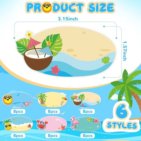 48 PCS Summer Magnetic Magnetic Dry Arase Name Tags for Classroom 3.2 '' x 1.6 '' Magnetic Label Name Colorful Name Tag for Bus Back to School Stept Teacher Desk Locker ، 6 Designs in Kuwait