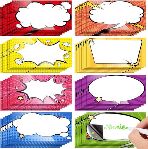 48 PCS Summer Magnetic Magnetic Dry Arase Name Tags for Classroom 3.2 '' x 1.6 '' Magnetic Label Name Colorful Name Tag for Bus Back to School Stept Teacher Desk Locker ، 6 Designs in Kuwait