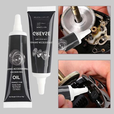 Fishing Reel Lubrication Kit, Maintenance Oil & Grease Set, Suitable for Spinning and Low - Profile Reels (Black) in Saudi Arabia