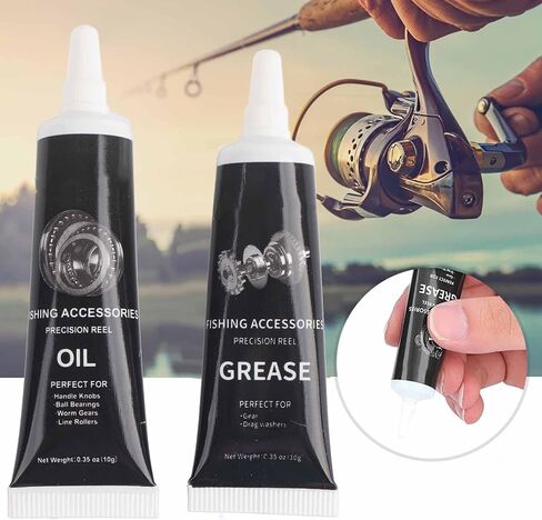 Fishing Reel Lubrication Kit, Maintenance Oil & Grease Set, Suitable for Spinning and Low - Profile Reels (Black) in Saudi Arabia