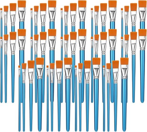 60 Pcs Paint Brush Set Bulk Acrylic Brush Wood Paint for Detail Art Crafts Kids Artist Adult Watercolor Oil Face Body(1, 0.75, 0.5, 0.25 Inch,Flat Style) in Saudi Arabia