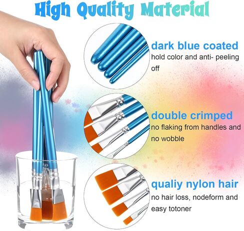 60 Pcs Paint Brush Set Bulk Acrylic Brush Wood Paint for Detail Art Crafts Kids Artist Adult Watercolor Oil Face Body(1, 0.75, 0.5, 0.25 Inch,Flat Style) in Saudi Arabia