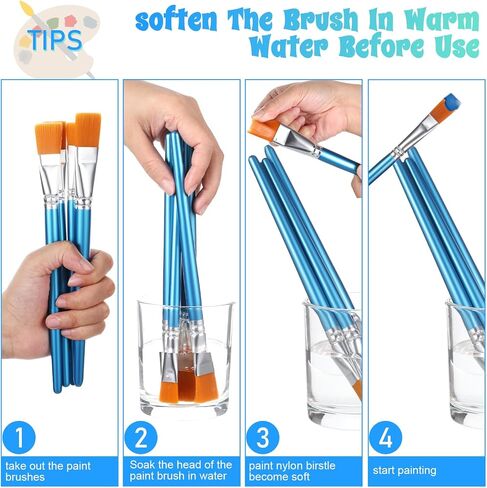 60 Pcs Paint Brush Set Bulk Acrylic Brush Wood Paint for Detail Art Crafts Kids Artist Adult Watercolor Oil Face Body(1, 0.75, 0.5, 0.25 Inch,Flat Style) in Saudi Arabia