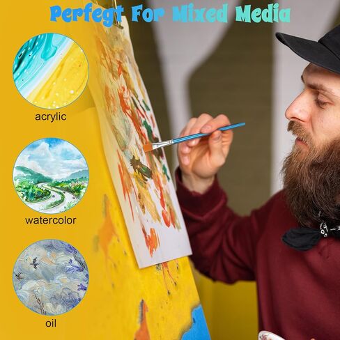 60 Pcs Paint Brush Set Bulk Acrylic Brush Wood Paint for Detail Art Crafts Kids Artist Adult Watercolor Oil Face Body(1, 0.75, 0.5, 0.25 Inch,Flat Style) in Saudi Arabia