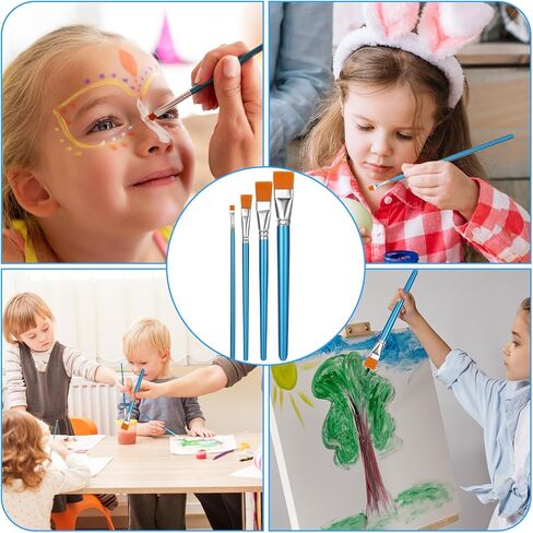 60 Pcs Paint Brush Set Bulk Acrylic Brush Wood Paint for Detail Art Crafts Kids Artist Adult Watercolor Oil Face Body(1, 0.75, 0.5, 0.25 Inch,Flat Style) in Saudi Arabia