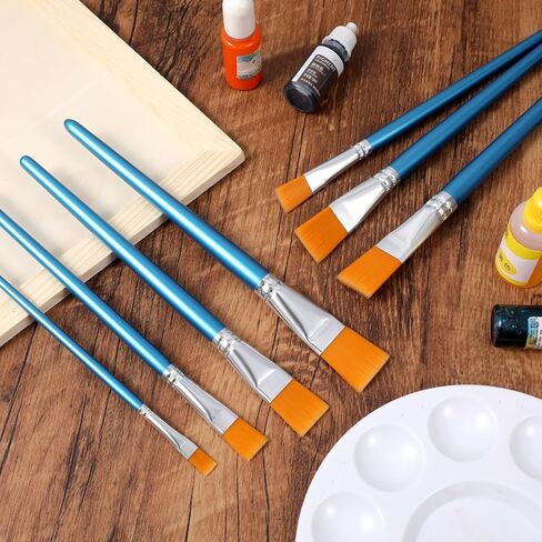 60 Pcs Paint Brush Set Bulk Acrylic Brush Wood Paint for Detail Art Crafts Kids Artist Adult Watercolor Oil Face Body(1, 0.75, 0.5, 0.25 Inch,Flat Style) in Saudi Arabia