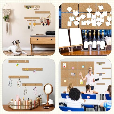Aodaer 12 Pack Cork Boards 48" x 36" Thick Bulletin Board Tiles with 4 Frameless Cork Strips Pin Board Bar Strips with Push Pins Clips for Office School Home Walls in Saudi Arabia