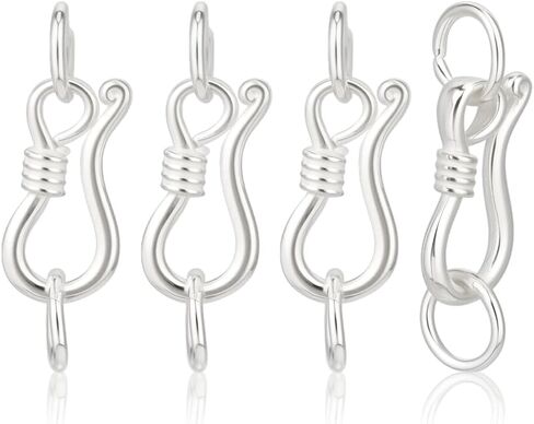 BENECREAT 4Sets 925 Sterling Silver S-Hook Clasps, 0.79inch Necklace Clasps and Closures for DIY Jewelry Making in Saudi Arabia