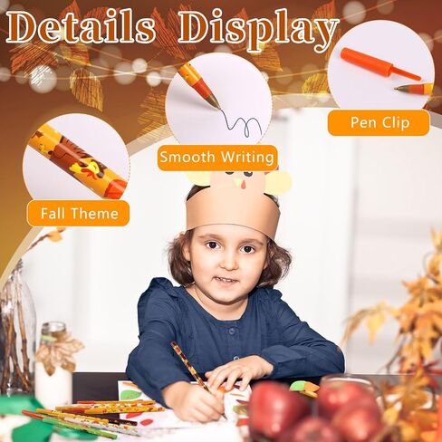 Ccinee 36pcs عيد الشكر قلم الحبر ، خريف الهلام الحبر القلم السائبة للأطفال القرع القيقب ورقة الخريف نمط أقلام الحبر الأسود لمدرسة المكتب منزل عيد الشكر العيد in Saudi Arabia