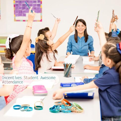 200 Pcs Perfect Attendance Awards for Classroom Awesome Attendance Ballpoint Pens and Silicone Bracelets for Student Behavior Incentives Classroom Rewards Teacher Supplies in Saudi Arabia