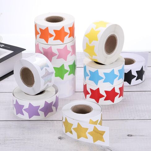 MECCANIXITY 500 Count Star Stickers 1-1/2" DIY Adhesive Star Labels Removable for Notes, Greeting Cards, Gift Boxes, Scrapbooks, White in Saudi Arabia