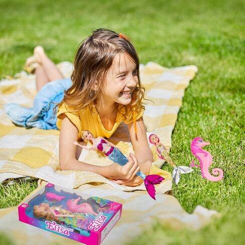 Mermaid Dolls with Little Mermaid & Seahorse| Summer Mermaid Swimming Pool Diving Toys for Water Play | Mermaid Bath Toy Playset for Girls 4-7 | Birthday Party Christmas Wish List in Saudi Arabia