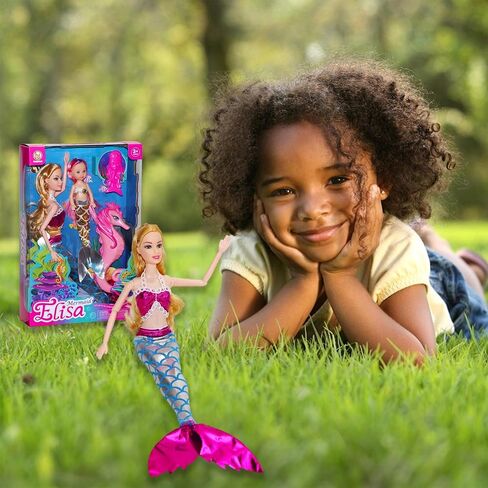 Mermaid Dolls with Little Mermaid & Seahorse| Summer Mermaid Swimming Pool Diving Toys for Water Play | Mermaid Bath Toy Playset for Girls 4-7 | Birthday Party Christmas Wish List in Saudi Arabia