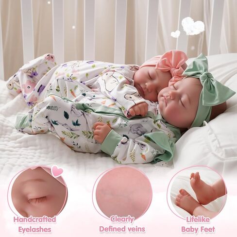 Babeside LifeLike Reborn Baby Baby Dolls Twins ، 20 بوصة واقعية حديثي الولادة فتاة فينيل ناع in Saudi Arabia