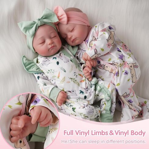 Babeside LifeLike Reborn Baby Baby Dolls Twins ، 20 بوصة واقعية حديثي الولادة فتاة فينيل ناع in Saudi Arabia
