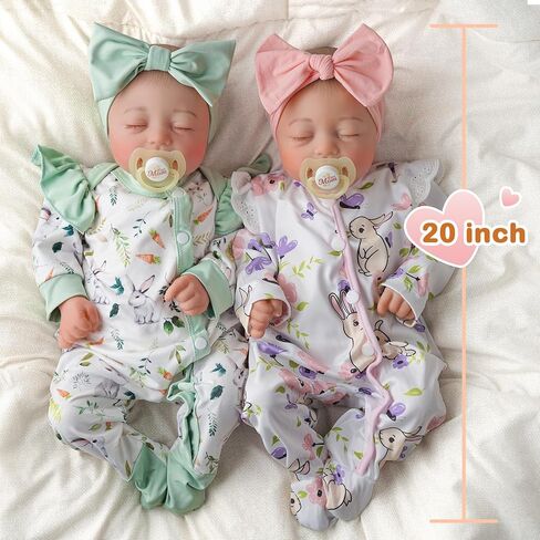 Babeside LifeLike Reborn Baby Baby Dolls Twins ، 20 بوصة واقعية حديثي الولادة فتاة فينيل ناع in Saudi Arabia