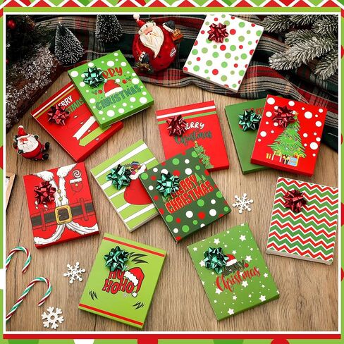 Taobary 12 Pack Christmas Card Box Holder مع أقواس Merry Christmas Card Card Boxes Mini Favor Gail in Saudi Arabia