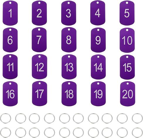 PATIKIL 20PCS العلامات رقم 1-20 ، العلامات الرئيسية العلامات الألومنيوم مرقمة سلسلة المفاتيح المستطيل مع حلقات رئيسية لملصقات مبيعات مبيعات مبيع in Saudi Arabia