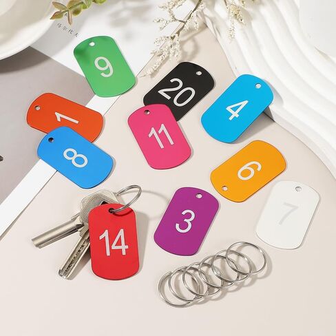 PATIKIL 20PCS العلامات رقم 1-20 ، العلامات الرئيسية العلامات الألومنيوم مرقمة سلسلة المفاتيح المستطيل مع حلقات رئيسية لملصقات مبيعات مبيعات مبيع in Saudi Arabia