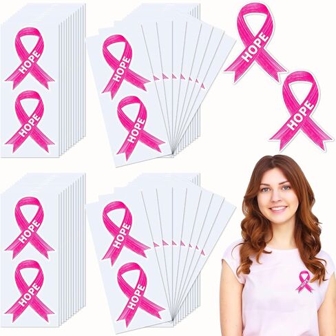 Pink Ribbon Stickers, 300 Pcs Breast Cancer Awareness Accessories Football Helmet Decals for Women Girls Events Decoration Support Groups Fundraisers Charity Survivor Party Supplies in Saudi Arabia