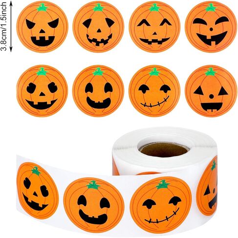 Outus 500 قطعة ملصقات اليقطين ملصقات لفائف الهالوين ملصقات الوجه الدائرة لزينة الحفلات الهالوين in Saudi Arabia