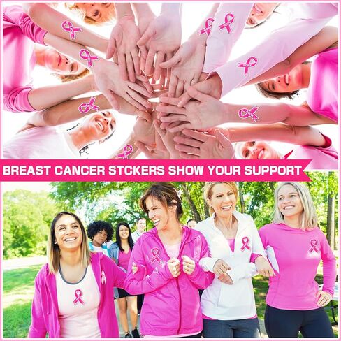 Pink Ribbon Stickers, 300 Pcs Breast Cancer Awareness Accessories Football Helmet Decals for Women Girls Events Decoration Support Groups Fundraisers Charity Survivor Party Supplies in Saudi Arabia