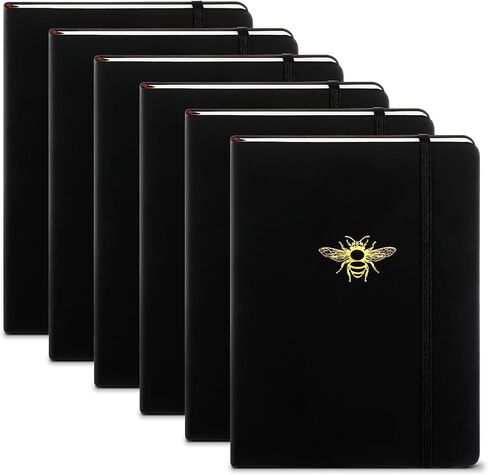 Glenmal Black Bee Journals for Writing Faux Leather Lined Journal Diary Notepad with Elastic Bee Notebook 8.5 x 5.5 Inches for Women Men Work Organization Travel Business Daily Gift(6 Pcs) in Saudi Arabia
