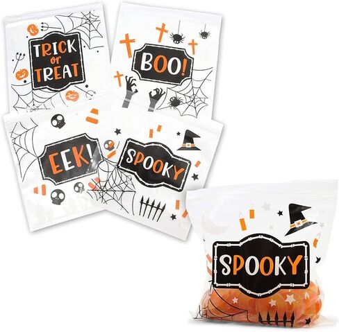 حقائب Goodie Halloween القابلة لإعادة بيعها - 7.25 × 6.7 بوصة ، واضحة ، و 120 حزمة - هالوين الرمز البريدي أكياس لعلاج الخدعة أو الحلوى - لوازم الحفلات - وجبات خفيفة قابلة لإعادة الاستخدام والود مع zip -top in Saudi Arabia