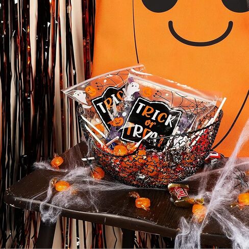حقائب Goodie Halloween القابلة لإعادة بيعها - 7.25 × 6.7 بوصة ، واضحة ، و 120 حزمة - هالوين الرمز البريدي أكياس لعلاج الخدعة أو الحلوى - لوازم الحفلات - وجبات خفيفة قابلة لإعادة الاستخدام والود مع zip -top in Saudi Arabia